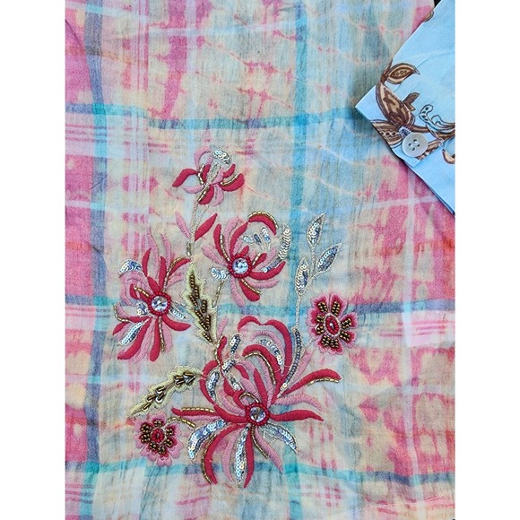 Soft Surroundings Womens Shirt sz PS Floral Embroidered Beaded Patchwork Summer - Picture 6 of 9